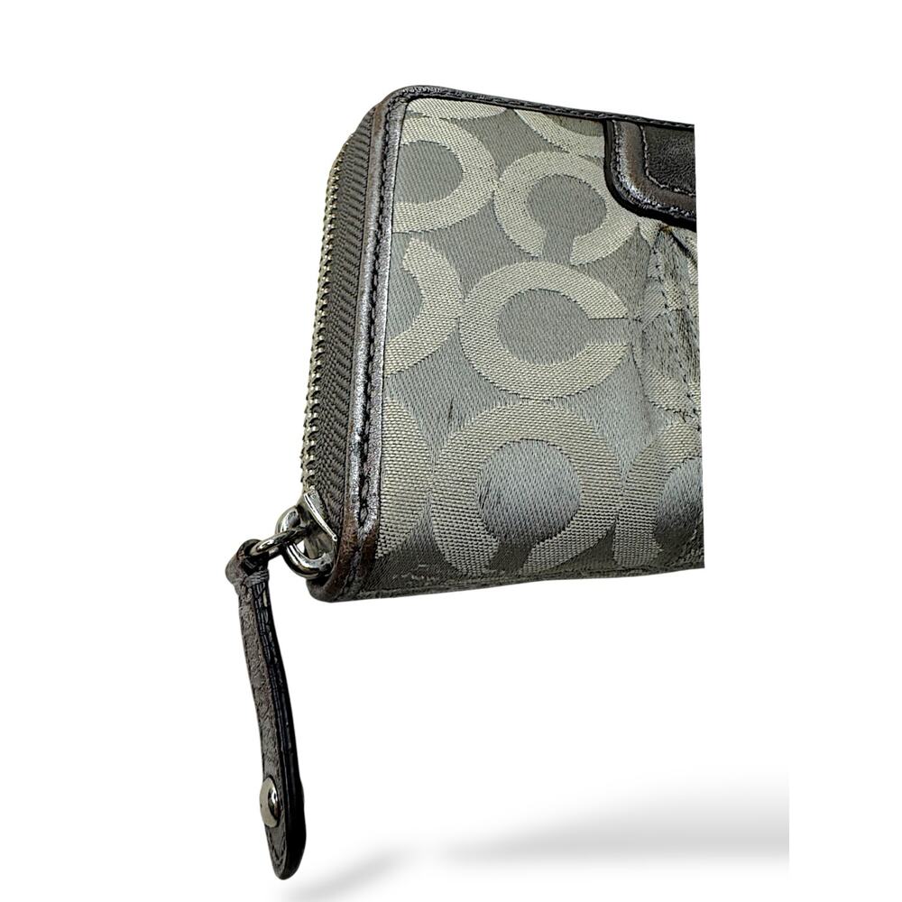 Coach Signature C Zip Around Accordion Wallet Gray Pewter Silver Horse& Carriage - Picture 5 of 10